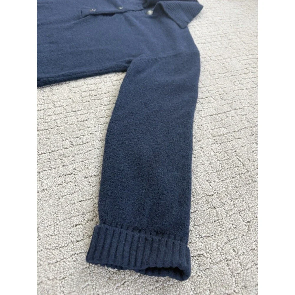 Free People Trading Up Polo Sweater S Navy Chunky Preppy Collared Relaxed Knit